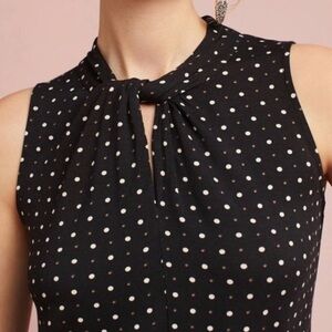 ANTHROPOLOGIE Vanessa Virginia Derva Top L Large Black Polka Dot